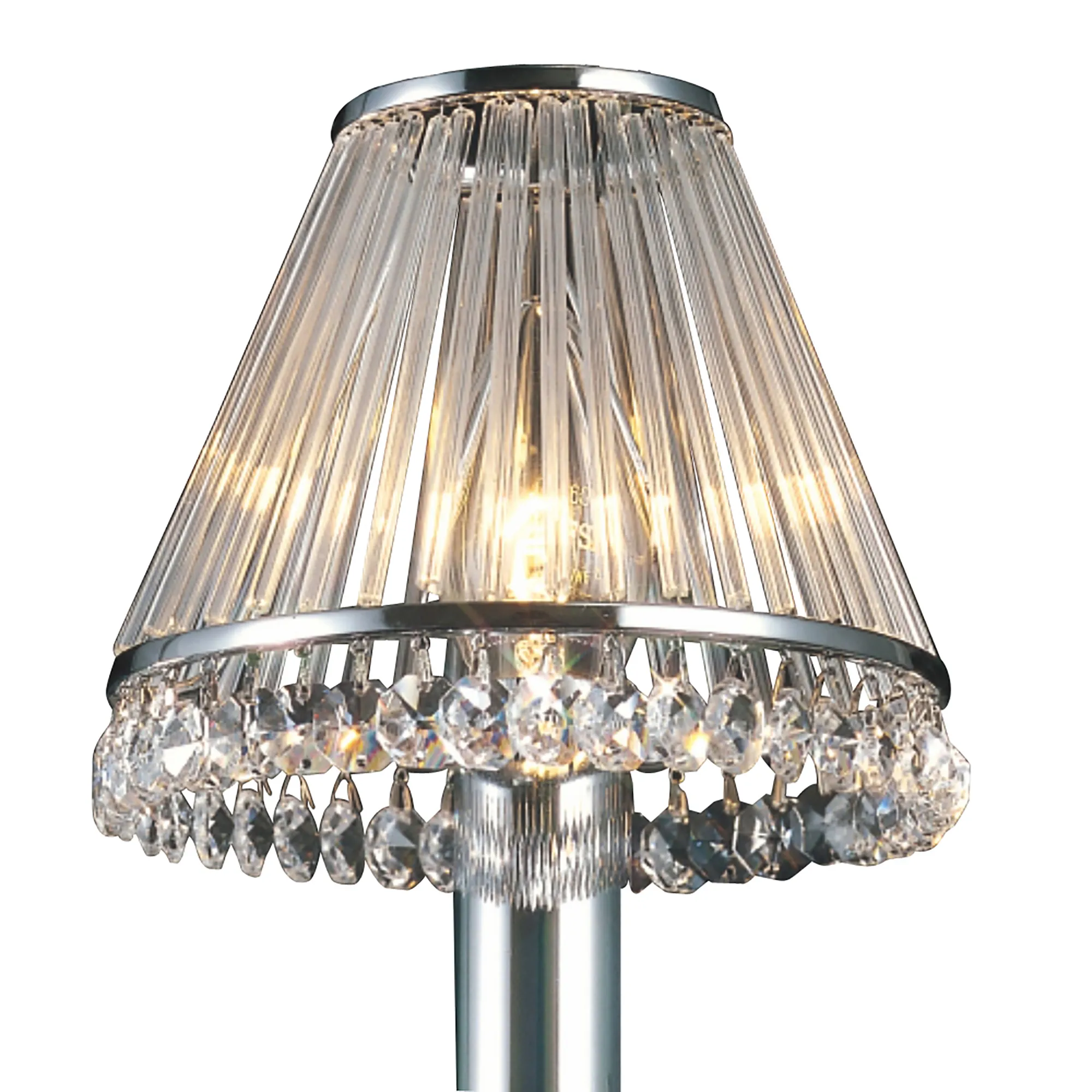 Crystal and Glass Rod Clip-On Shade Polished Chrome IL30100  Diyas Crystal Shades